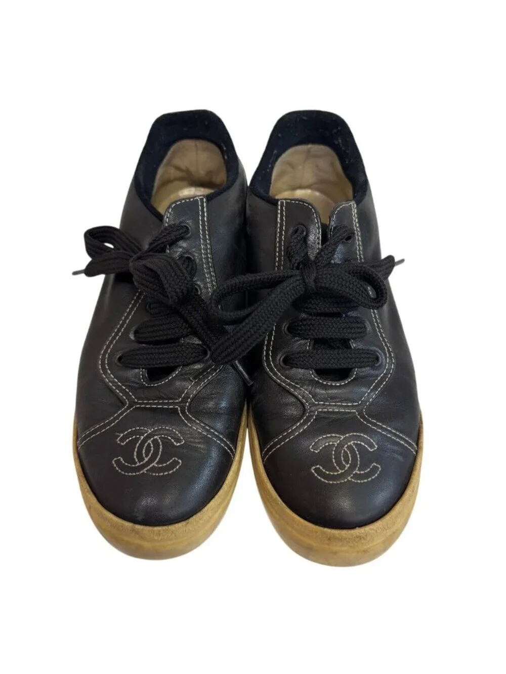 Chanel CC Logo Stitch Sneakers